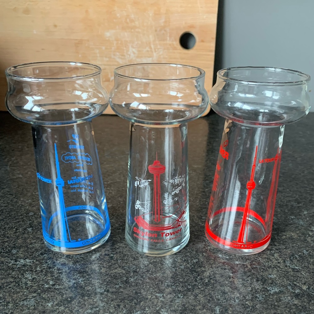 Vintage CN Tower and Skylon Tower Highball Drinking Glasses Lot of 3